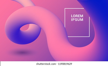 Organic plastic background with fluid 3D shapes. Trendy abstract gradient template.