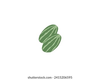 Organic pointed gourd Raw Green Organic  Vector Illustration. Pointed gourd potol green vegetable on grey background,Heap of green vegetable in vector design.