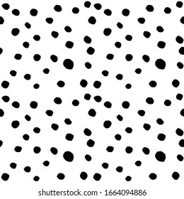 Organic polka dots background. Handmade random decorative texture seamless pattern vector in black and white. Minimalist graphic style.