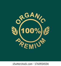 Organic premium 100% icon. Organic products, food.