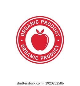 Organic product with apple badge logo design. Suitable for business, nature, food, drink and product label