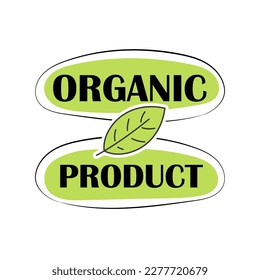 Organic product badge with a leaf. Organically pure business