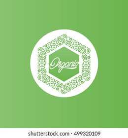 Organic product badge with line ornament.