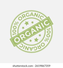 Organic Product Badge Logo. 100% Natural Circle Emblem Sticker Design