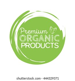 Organic product badge, vintage label with hand drawn lettering Natural cosmetics. Vector natural, organic food, bio, eco label and shape.