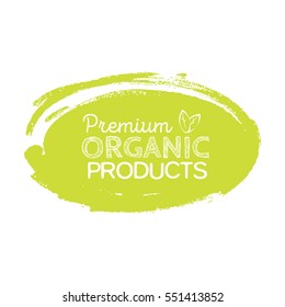 Organic product badge, vintage label with hand drawn lettering Natural cosmetics. Vector natural, organic food, bio, eco label and shape.