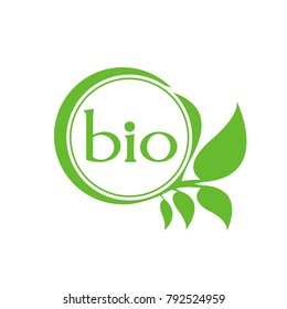 Organic product. Bio ecology. Natural bio product sign. Biotechnology sign. Ecological technologies of the future. 