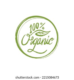 Organic product emblem hand drawn vector