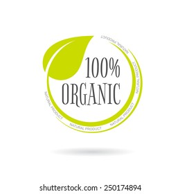 Organic product emblem on white background. Vector illustration