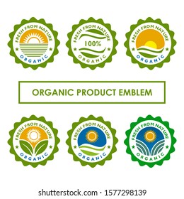 Organic product emblem sticker design template illustration