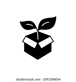 Organic Product Icon in black flat glyph, filled style isolated on white background