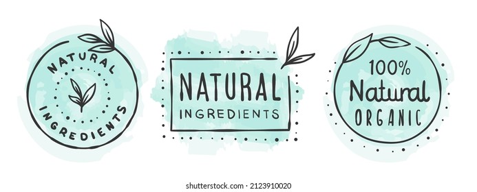 Organic product icons. Icons of natural food. Organic elements sign for food market. Vector illustration