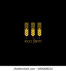 Organic product label.  Vector ears element for food market, eco farm or grocery store poster.
