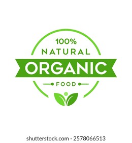 Organic Product Lables Vector. Organic food stamp label design 100 percent organic natural