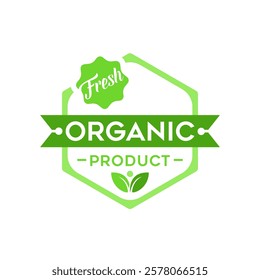 Organic Product Lables Vector. Organic food stamp label design 100 percent organic natural