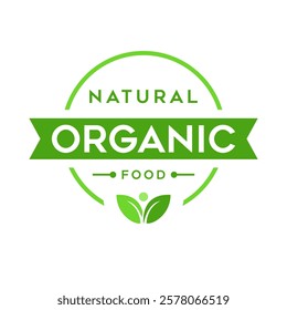 Organic Product Lables Vector. Organic food stamp label design 100 percent organic natural