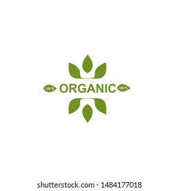 Organic product logo design with green leaf icon