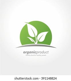 Organic product logo design idea. Healthy food for healthy people creative concept. Organic farm fresh products unique sign or icon.