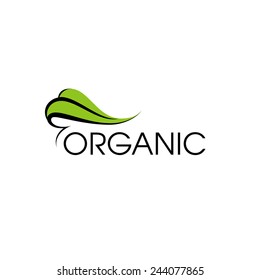 Organic product logo design vector template. Green leaf icon