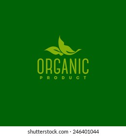 Plantilla vectorial de diseño de logotipo de producto orgánico. Icono de hojas verdes