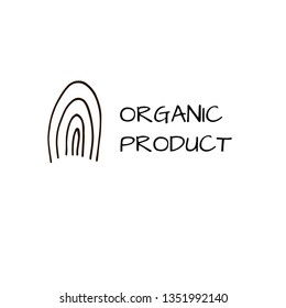 Organic product logo with swedish pattern element. For shop, store, market, print, labels, badge, local business. Vector illustration.