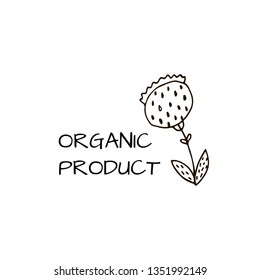 Organic product logo with swedish pattern element. For shop, store, market, print, labels, badge, local business. Vector illustration.