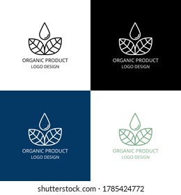 Organic product logo template. Logo design. Organic vector emblems set. Vector icon isolated on white background.