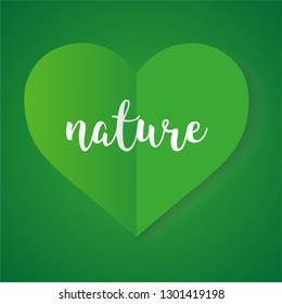 Organic product, nature love heart vector.   Green hearth, vegan friendly. For comercial use.  