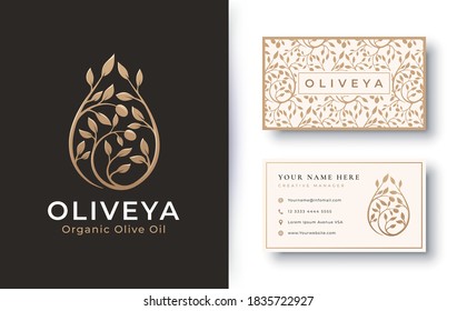 organic product olive oil logo and business card design