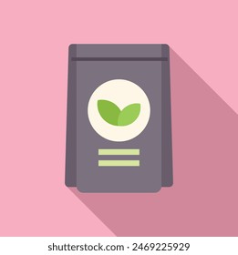 Bio-Produktverpackungsdesign mit Vektorillustration und Flachbeutel auf rosa Hintergrund für moderne Grafikbehälter. Das Aufbewahrungspaket ist sauber und einfach, perfekt für Ernährungstrends