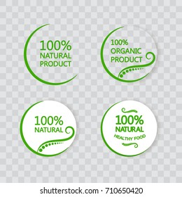 The organic product set. Natural products. Without chemical additives. The emblem on a transparent background.