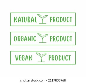 Organic product stamp emblems set illustration