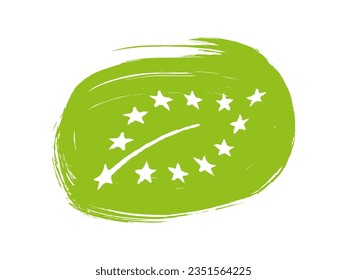 Organic product symbol. EU organic stiker. Grunge rubber stamp Organic product  in green for your web site design, app, UI. EPS10.