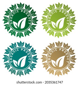 Organic Product Vector Logo Template. Organic Product Icon. Stamp With Leaf Shape Design Vector Illustration
