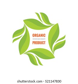 Organic product - vector logo template concept illustration. Green leaves creative sign. Design element. 