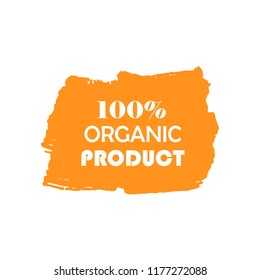 Organic products icon, food package label vector graphic design. Organic food logo, no chemicals sign, vector natural, organic food, bio, eco label and shape. Acrylic grunge tag organic farming label.