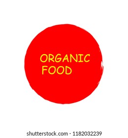 Organic products icon, food package label vector graphic design. Organic food logo, no chemicals sign, vector natural, organic food, bio, eco label and shape. Acrylic grunge tag organic farming label.