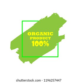 Organic products icon, food package label vector graphic design. Organic food logo, no chemicals sign, vector natural, organic food, bio, eco label and shape. Acrylic grunge tag organic farming label.