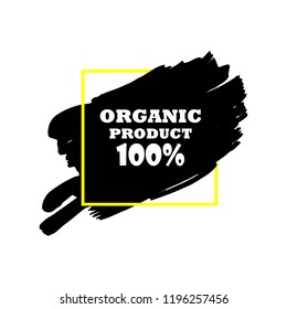 Organic products icon, food package label vector graphic design. Organic food logo, no chemicals sign, vector natural, organic food, bio, eco label and shape. Acrylic grunge tag organic farming label.