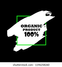 Organic products icon, food package label vector graphic design. Organic food logo, no chemicals sign, vector natural, organic food, bio, eco label and shape. Acrylic grunge tag organic farming label.