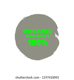 Organic products icon, food package label vector graphic design. Organic food logo, no chemicals sign, vector natural, organic food, bio, eco label and shape. Acrylic grunge tag organic farming label.
