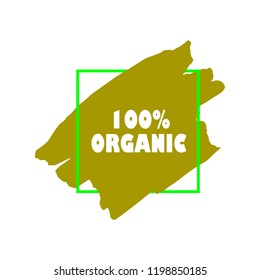 Organic products icon, food package label vector graphic design. Organic food logo, no chemicals sign, vector natural, organic food, bio, eco label and shape. Acrylic grunge tag organic farming label.