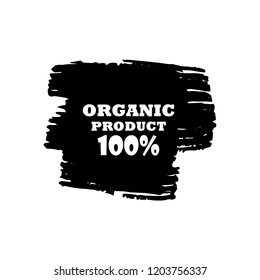 Organic products icon, food package label vector graphic design. Organic food logo, no chemicals sign, vector natural, organic food, bio, eco label and shape. Acrylic grunge tag organic farming label.
