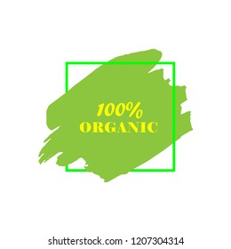 Organic products icon, food package label vector graphic design. Organic food logo, no chemicals sign, vector natural, organic food, bio, eco label and shape. Acrylic grunge tag organic farming label.