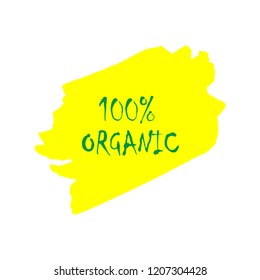 Organic products icon, food package label vector graphic design. Organic food logo, no chemicals sign, vector natural, organic food, bio, eco label and shape. Acrylic grunge tag organic farming label.