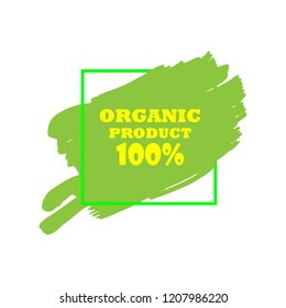 Organic products icon, food package label vector graphic design. Organic food logo, no chemicals sign, vector natural, organic food, bio, eco label and shape. Acrylic grunge tag organic farming label.