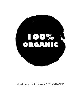 Organic products icon, food package label vector graphic design. Organic food logo, no chemicals sign, vector natural, organic food, bio, eco label and shape. Acrylic grunge tag organic farming label.