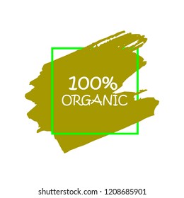 Organic products icon, food package label vector graphic design. Organic food logo, no chemicals sign, vector natural, organic food, bio, eco label and shape. Acrylic grunge tag organic farming label.