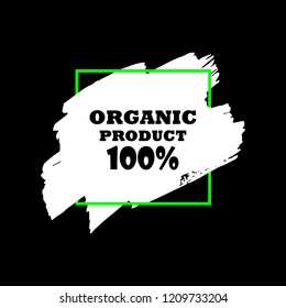 Organic products icon, food package label vector graphic design. Organic food logo, no chemicals sign, vector natural, organic food, bio, eco label and shape. Acrylic grunge tag organic farming label.