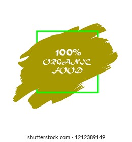 Organic products icon, food package label vector graphic design. Organic food logo, no chemicals sign, vector natural, organic food, bio, eco label and shape. Acrylic grunge tag organic farming label.